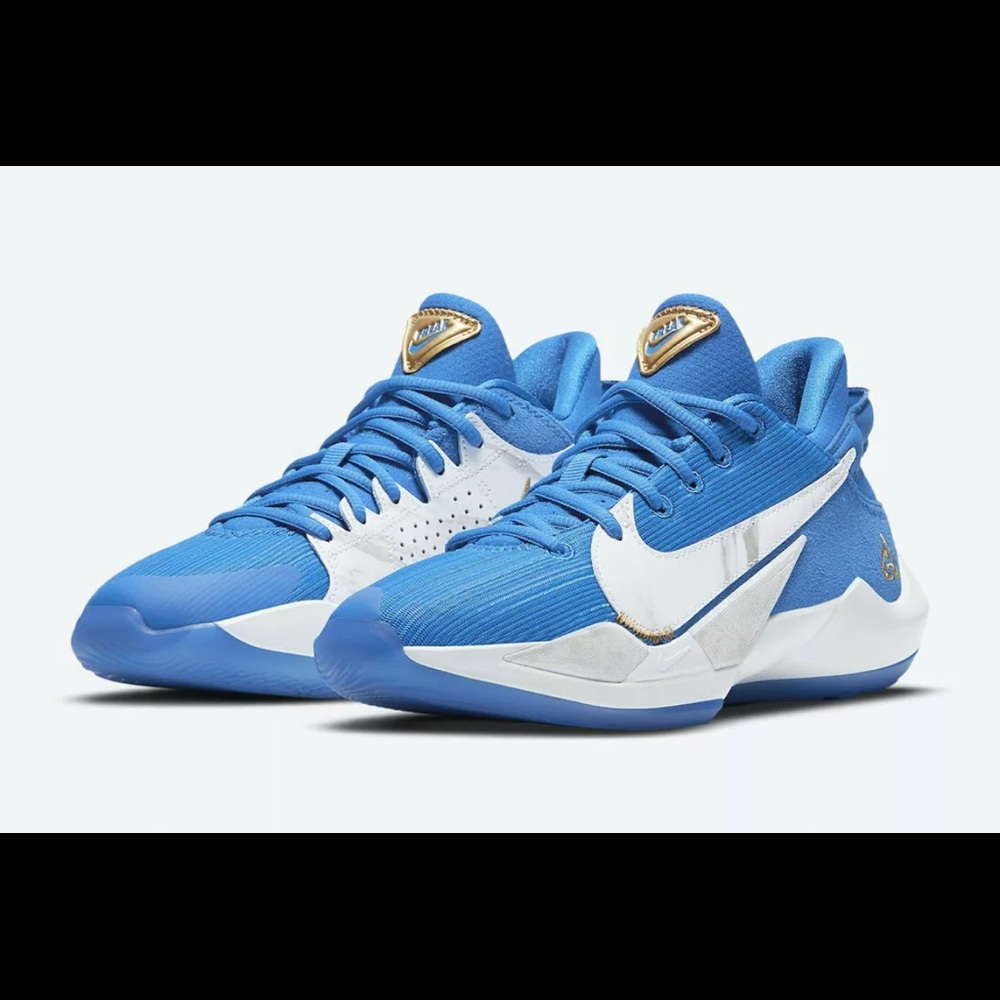 Nike Zoom Freak 2 GS “Signal Blue” Metallic Gold White CZ4177-408 7Y, Womens 8.5